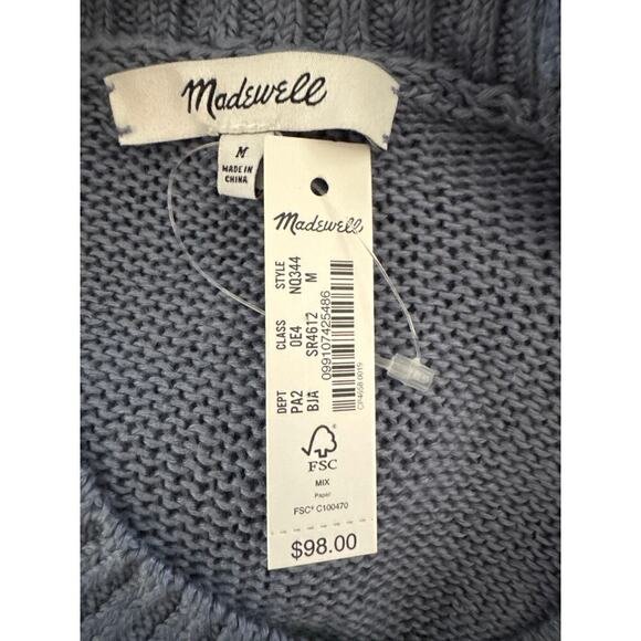 Madewell Linen Drop Shoulder Sweater in Blue Jay Size Medium NWT Coastal Drapey - Picture 11 of 11